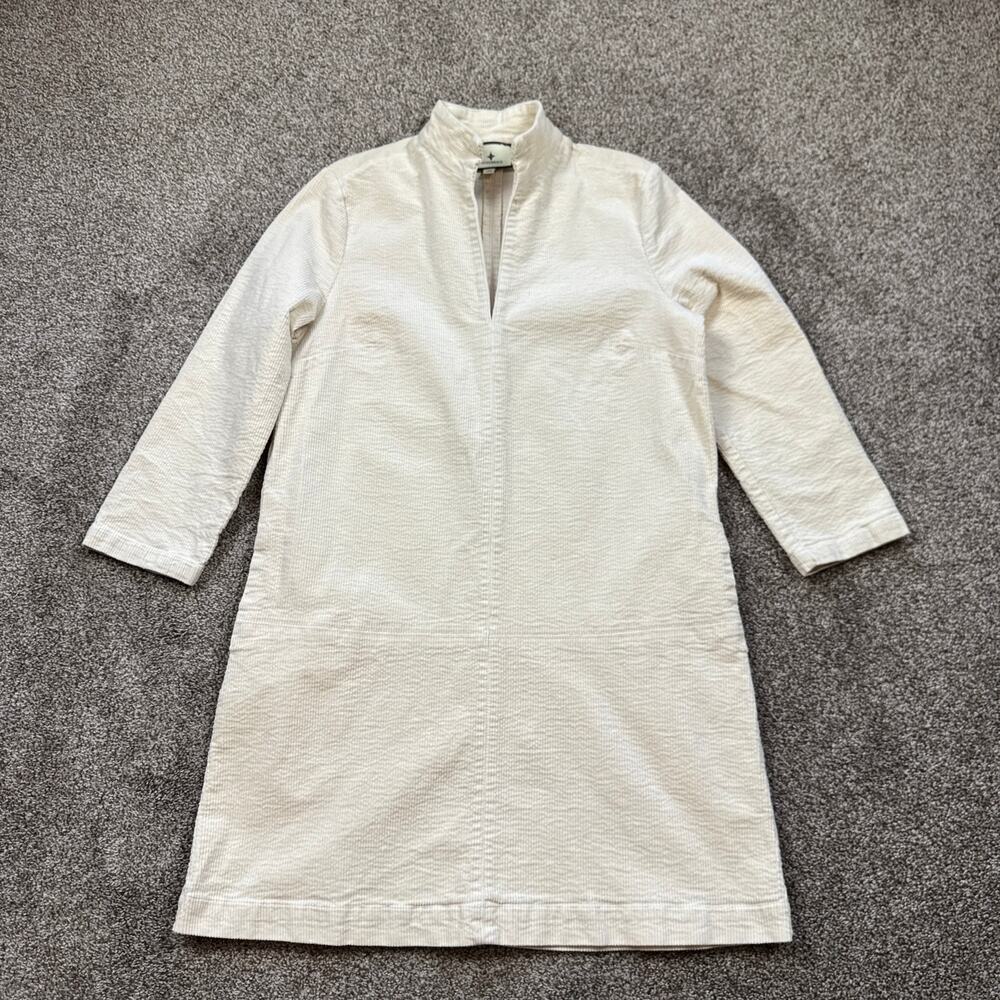 Tuckernuck Corduroy Shift Dress 3/4 Sleeve Winter White Size Small Minimalist